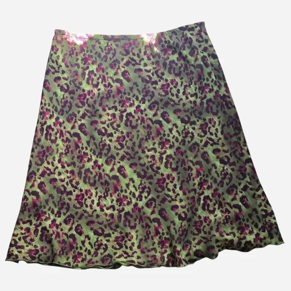 Y2K Vintage SKIRT Pink Green Cheetah Floral Boho 2000s Size Medium - Picture 1 of 4